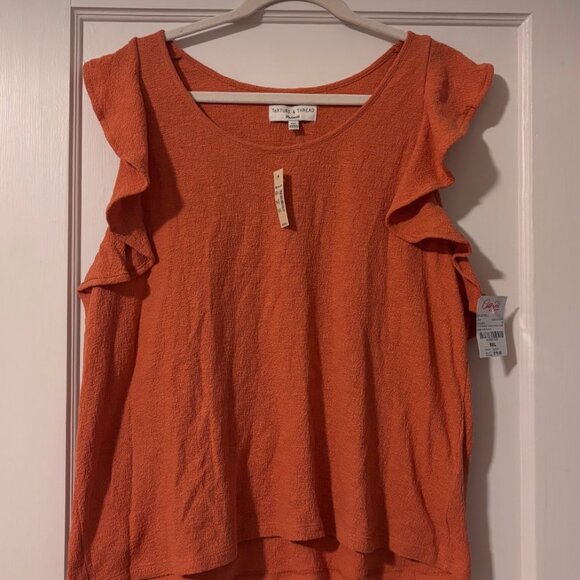 Madewell Texture & Thread Women’s Sz XXL Ruffle Sleeve Tank Top Romantic Coral - Picture 4 of 4